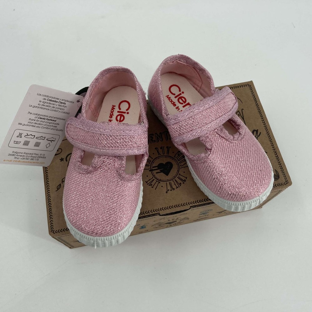 Cienta Mary Jane pink sparkle Girl's 23 NWT